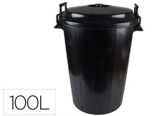 Balde de lixo preto com tampa 100l , Branca , 76223 , 8410474311397